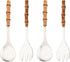 Cutlery set - including spoon and fork - made of 304 stainless steel - with natural bamboo handles, 25 cm long - suitable for kitchens, parties, buffets, etc. - 4 pieces in total / 2 of each