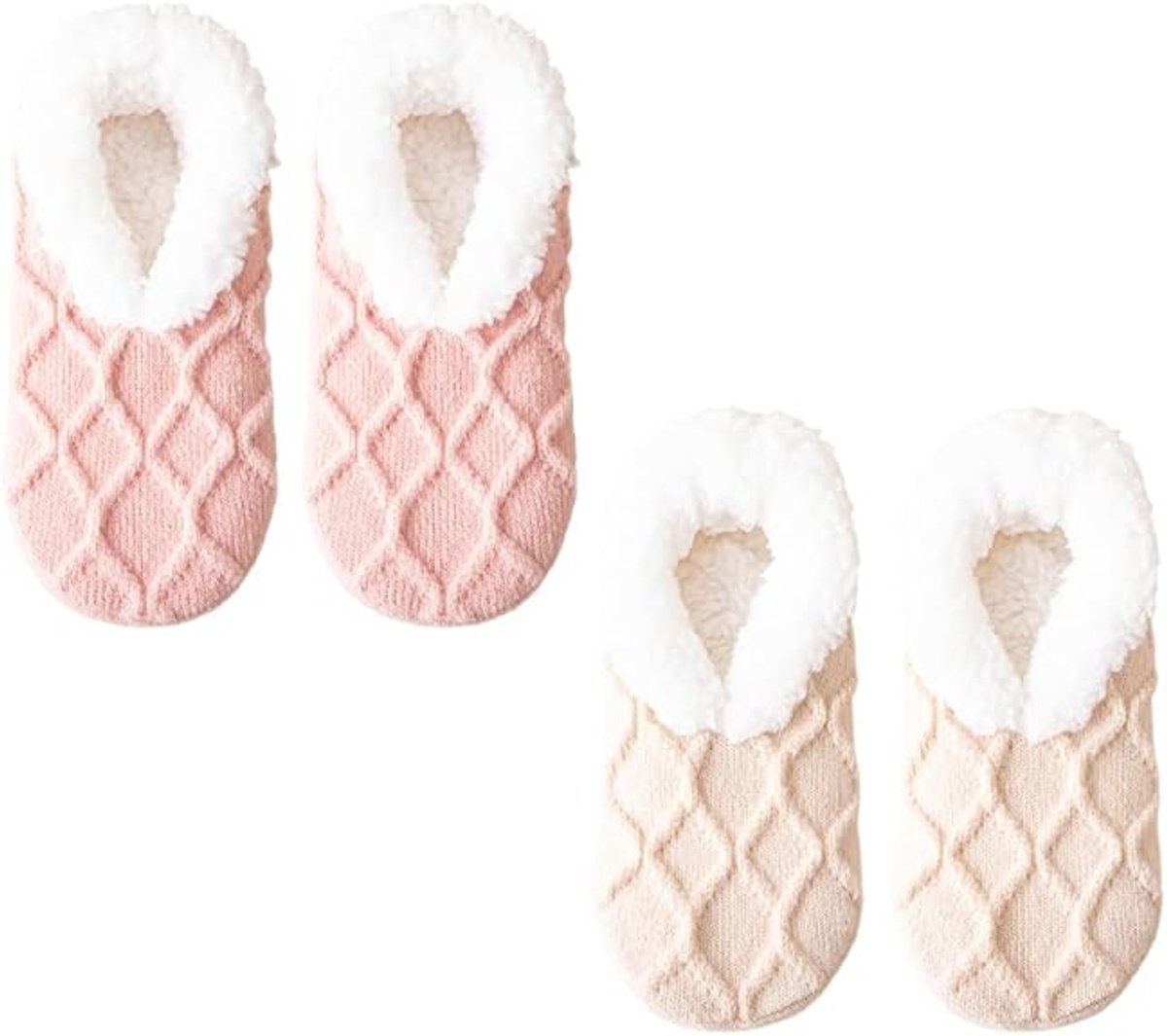 Women's Slipper Socks - Winter Warmth - Fluffy Sherpa lining - Ultra-comfortable for bare feet - One size (Washable)