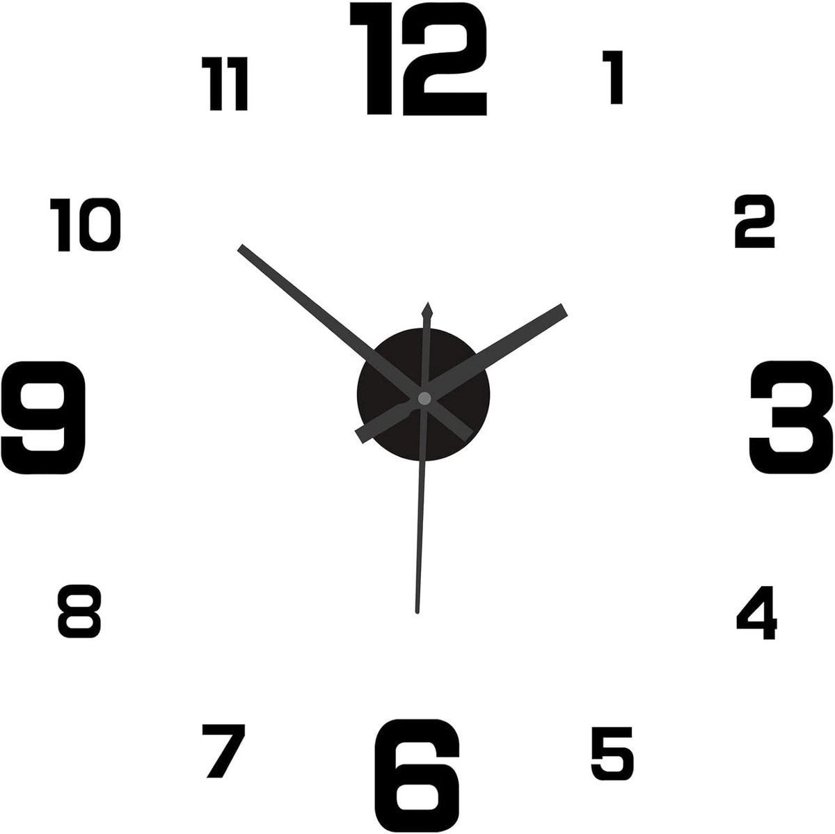 Frameless Wall Clock - Modern 3D DIY - Large Display for Clear Reading - Easy to Stick - Modern Living Room Decor