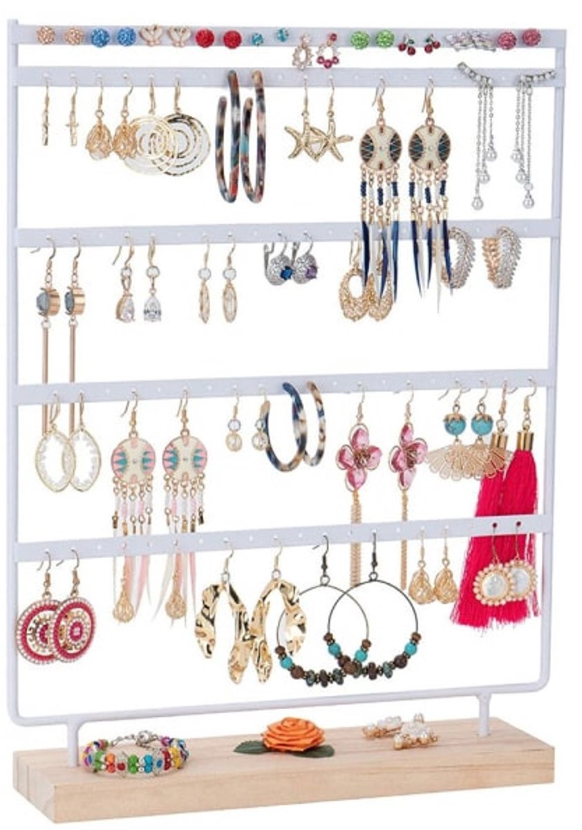 Jewelry Stand - White Jewelry Stand - with 110 Holes - Jewelry Stand - Jewelry Organizer - Holder for Watches/Bracelets/Necklaces - Jewelry Rack - Stair Organizer, Jewelry Stand, Display Stand - White