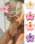 Floral hair clips - Pack of 4 - Suitable for thick hair - Strong non-slip - Hawaiian style - Cute large hair clips - Banana clips for fine hair - Hair accessory as a gift for ladies and girls during the holidays
