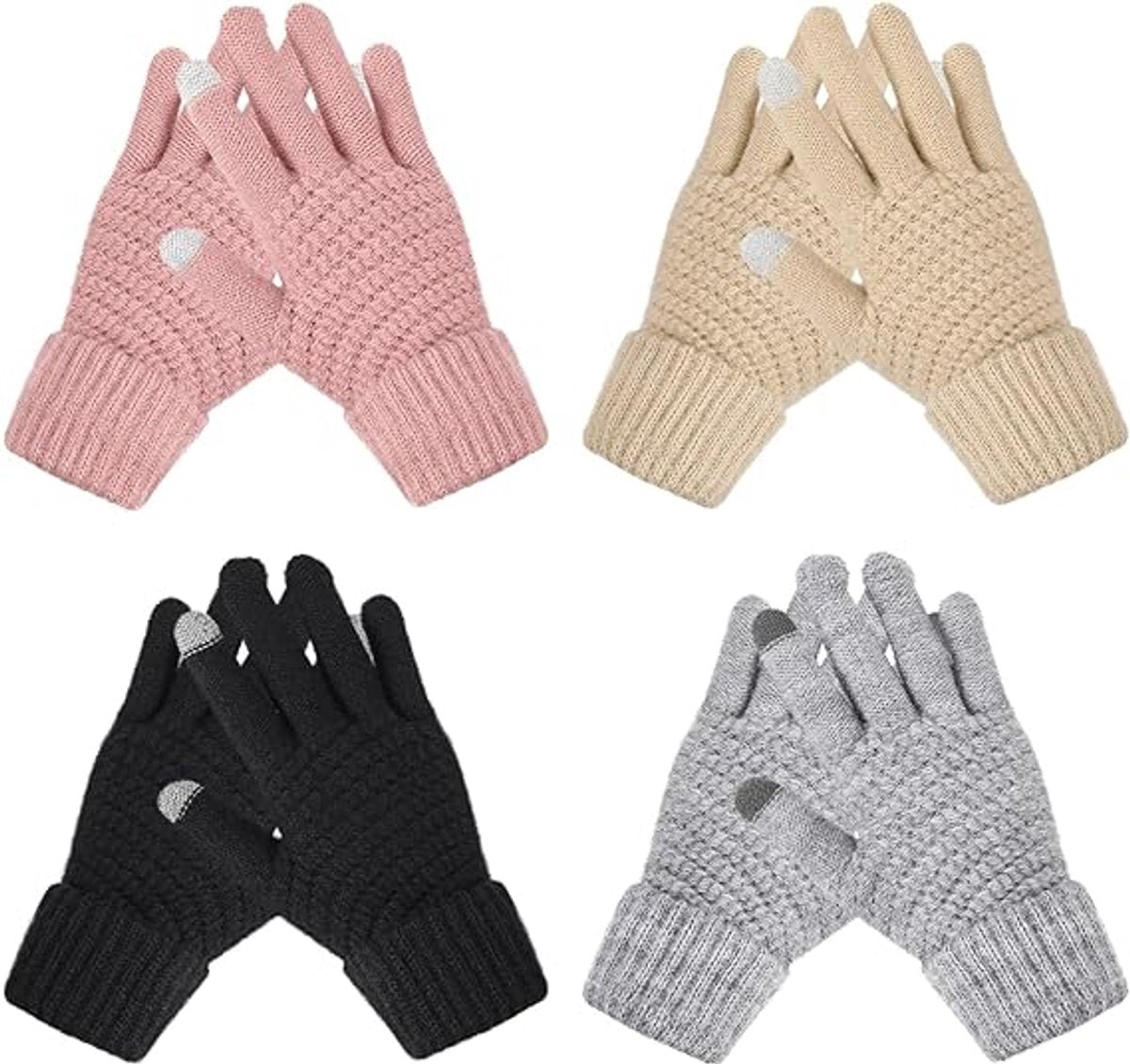 Touchscreen Winter Gloves - Women's Sports Gloves - Waterproof and Windproof - Elastic Cuff - Scooter and Bicycle (4 Pieces)