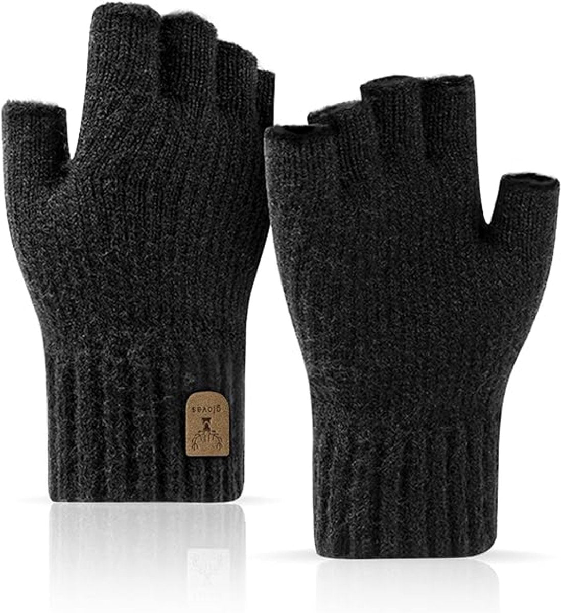 gloves men's gloves women's winter gloves fingerless gloves - Half-fingered warm winter knitted gloves - Unisex - Suitable for work, running, cycling, driving