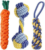 Dog toy - Cleans teeth - Knot & Carrot design - Durable braided cotton rope - Break-resistant chew toy - Suitable for puppies