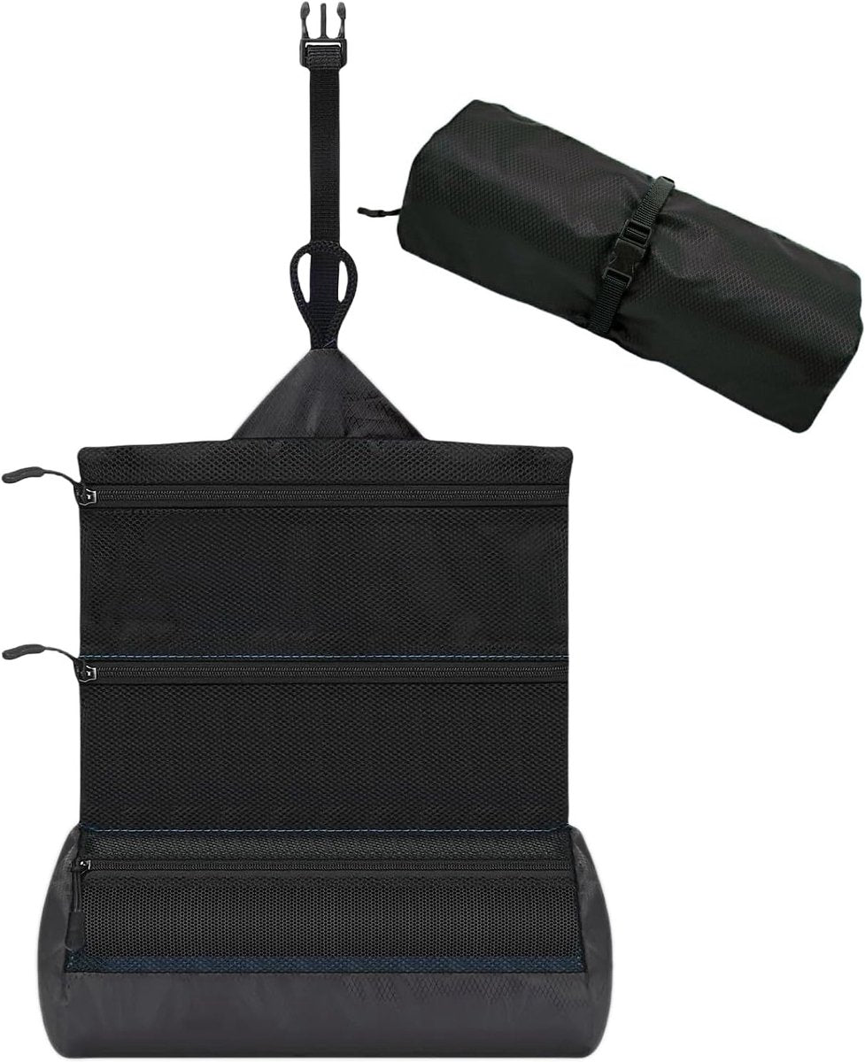 Men's travel toiletry bag - Hanging toiletry bag with waterproof shaver organizer - Makeup and travel essentials container with multiple compartments - Outdoor gift for men (black)