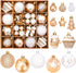 42 Christmas Tree Ornaments - Unbreakable Baubles - Various Styles for Christmas Tree Ornaments - Indoor Christmas Decorations for Home and Parties - Gold and White