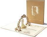 3D Pop-Up Wedding Card - Comes with a high-quality envelope - Suitable for wedding anniversaries, wedding gifts, birthdays, and wedding invitations (Gold)