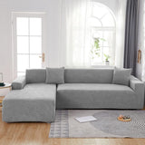 Waterproof sofa cover - Light grey jacquard leaf pattern - For 2-seater sofa (145-180 cm)