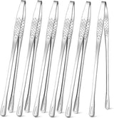 6 Stainless Steel Barbecue Tongs - 28 cm Korean & Japanese Model - Suitable for Grill, Steak, and Salad - Portable Kitchen and Outdoor Tongs Set