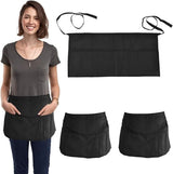 Bistro Aprons 3-piece – Black, semi-short, for waiter/waitress