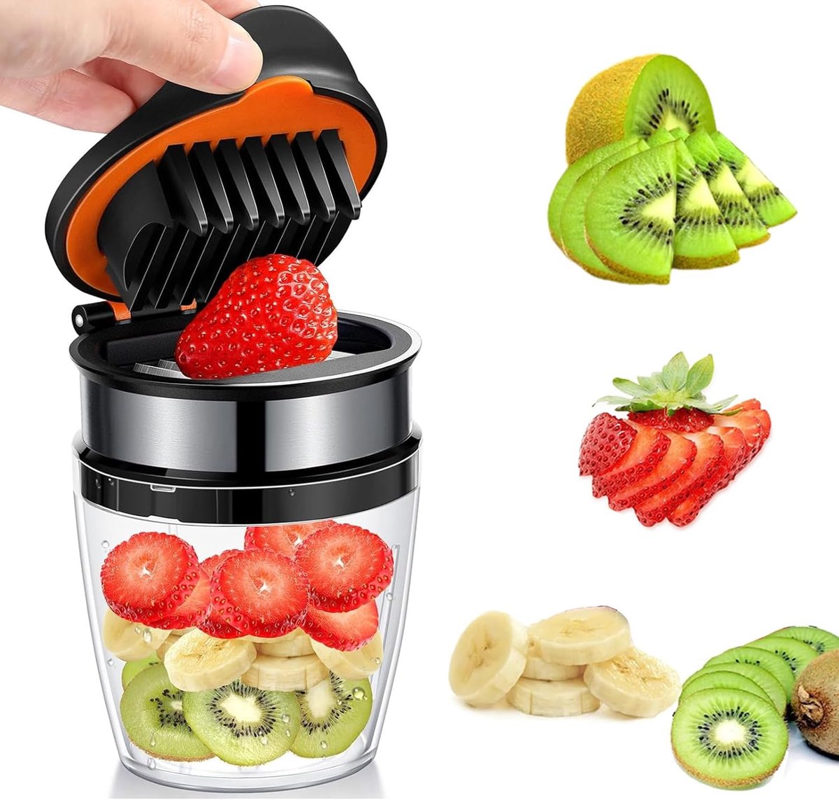 Fruit Slicer - Egg Slicer - Stainless Steel - Suitable for soft fruit - With non-slip base - Quickly make fruit and vegetable salads.