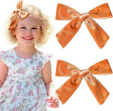 Hair Bows for Girls – 4.5 inch Velvet, Orange-Brown, Autumn/Winter