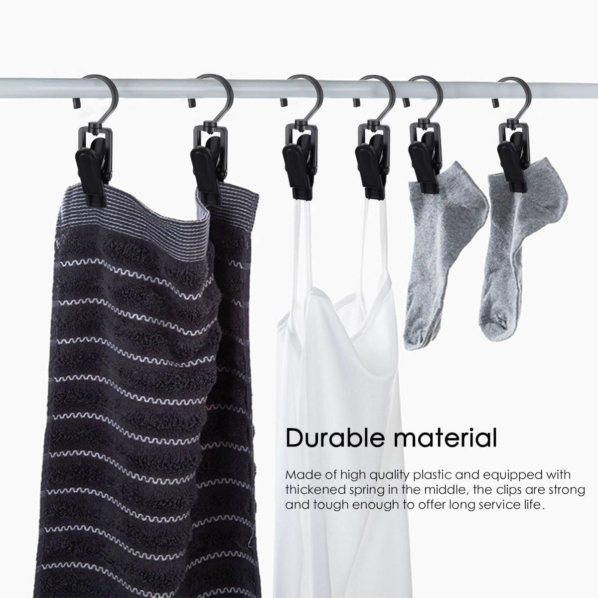 20 Towel clips - Dishcloth hooks - Towel clips - Clips - Buckles - Hooks - Clothes clips - Laundry clips - Clothes clips - Trouser hangers - Boot clips - Sock clips - Black