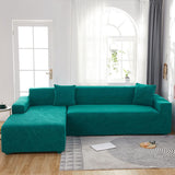 Waterproof sofa cover - Bright green jacquard leaf pattern - For 2-seater sofa (145-180 cm)