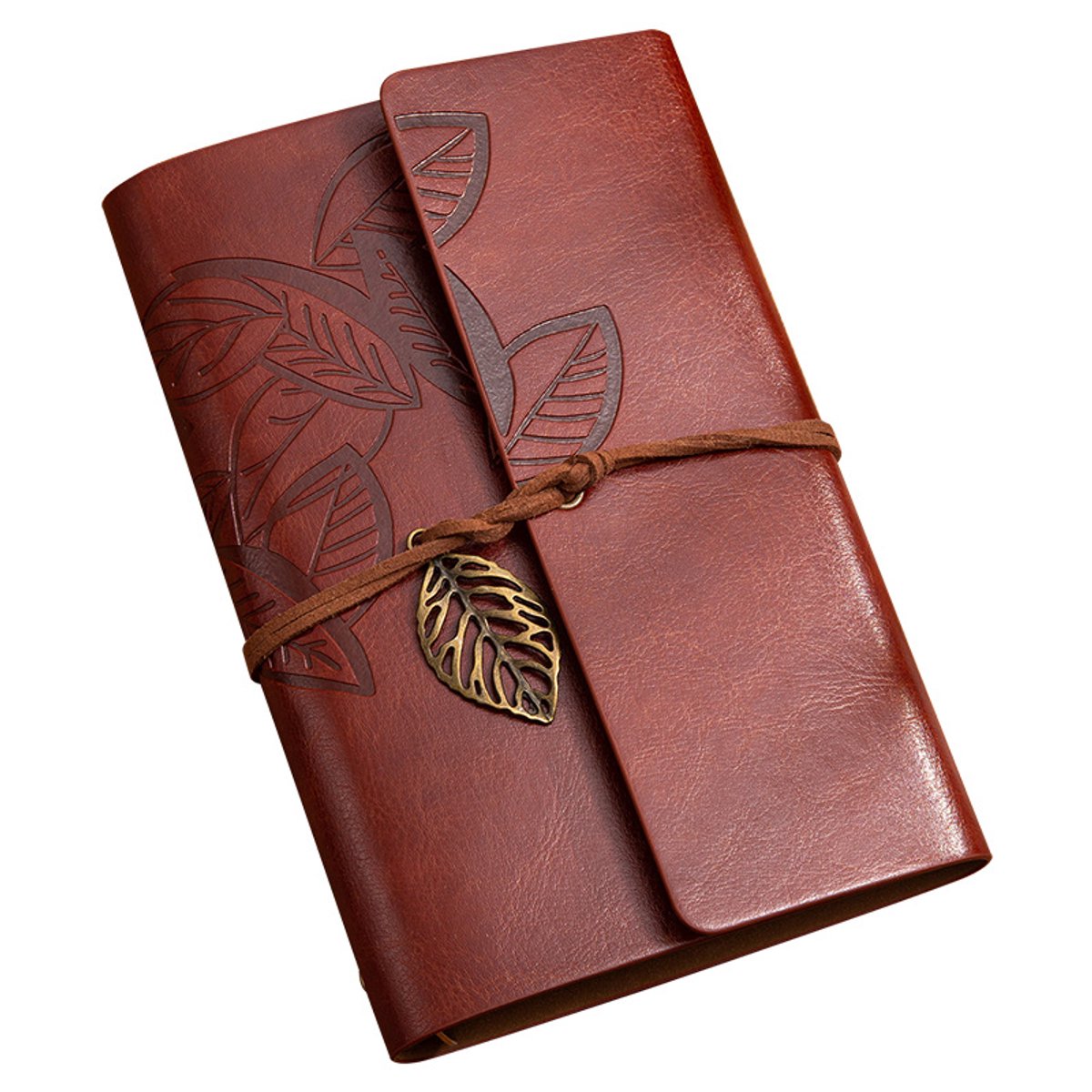 A6 Loose-Leaf Notebook 6 Holes - Synthetic PU Cover Retro - Unguided Paper 75 Sheets
