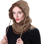 Warm Winter Hat with Fleece Lining - Balaclava Scarf Set - for Skiing, Hiking and Winter Sports