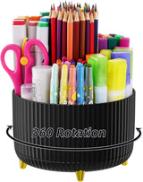 Desk storage box - 360-degree rotating office storage box - Pen holder - 5 pen sorting compartments - Space-saving desk storage box - Black - 15*12.5 cm