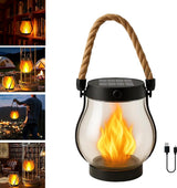 Outdoor solar lights - Solar garden lighting - Solar lantern - Dancing flame outdoor solar lanterns waterproof lighting - Hemp rope flame lamp - For camping garden patio garden halloween decoration (1 piece)