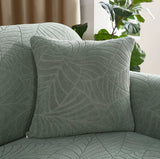 Waterproof cushion cover 45x45 - set of 2 cushion covers - Grass green jacquard leaf pattern