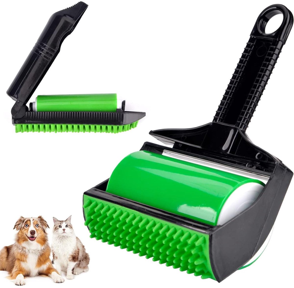 Pet hair remover - 3-in-1 lint roller - Reusable, silicone, washable - Suitable for sofas, carpets, couches, and clothing.