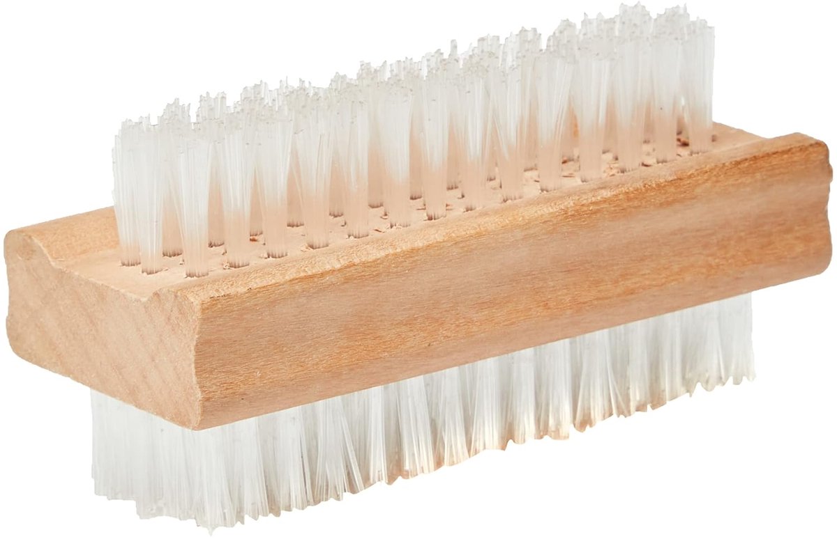 Nail brush - Wooden nail brush - Double-sided soft brush for cleaning nails - Nail and pedicure brush