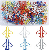 Paperclips - Pack of 100, creative paperclips in the shape of a small airplane in rainbow colors - Available in multiple colors - Fun metal bookmarks in the shape of a small airplane