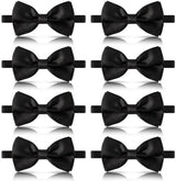 8 men's bow ties, pre-tied men's bow ties, adjustable satin bow tie for all ages