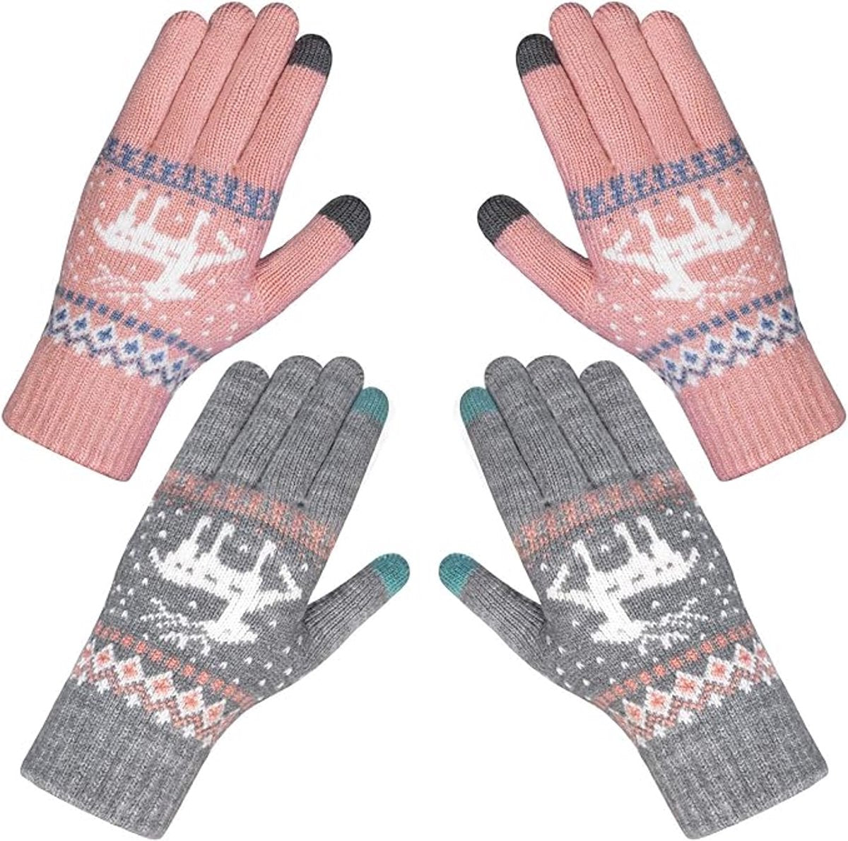 Women's winter gloves - Snowflake print Warm touchscreen gloves - Unisex - Reusable