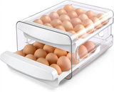 Egg carton - Egg storage box - Kitchen storage box - Double-layered, stackable - Suitable for 40 eggs - Transparent plastic egg holder - 28*22*12 cm - White
