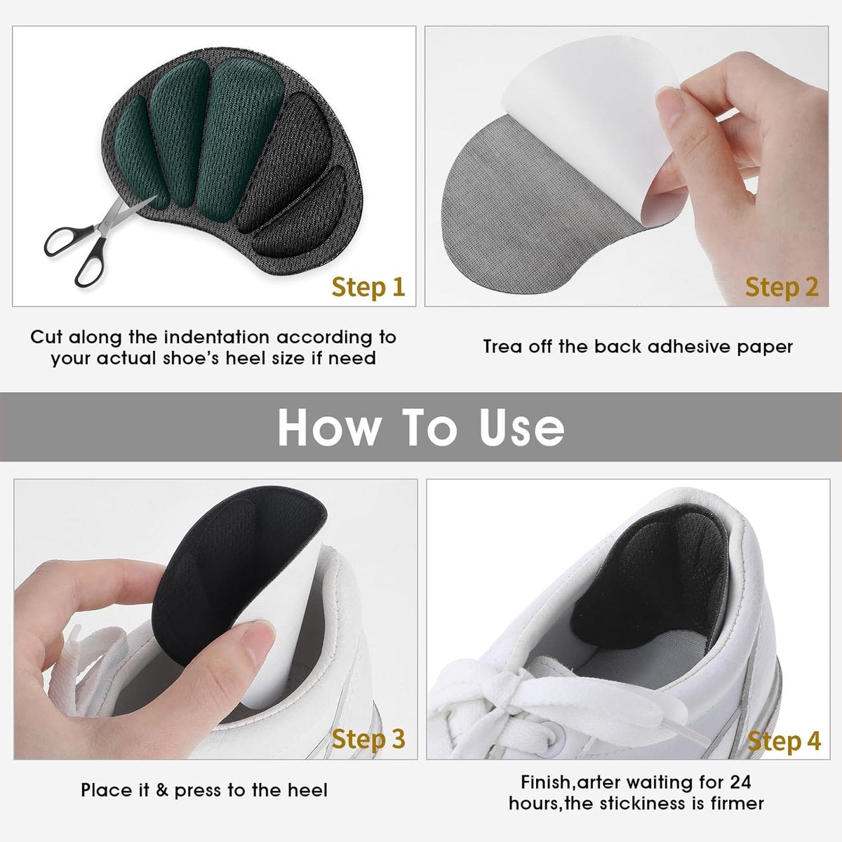 4-Pair Heel Sole - Anti-Slip Heel Sole for High Heels & Dress Shoes - Anti-Slip Heel - Self-Adhesive Heel Sole - Suitable for Loose-fitting Shoes, Anti-Slip Heel Sole - Unisex Anti-Wear Heel Protectors