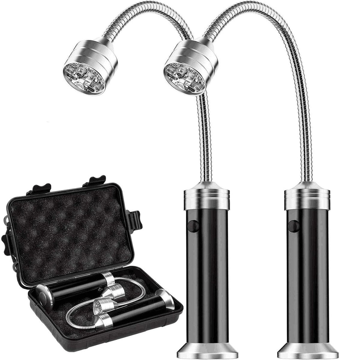 BBQ lamp - Magnetic base - Super bright LED BBQ lamp - 360° rotatable neck, waterproof and heat-resistant - Suitable for camping and car repairs - 2 pcs