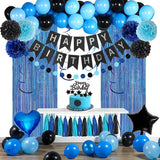 Blue-black birthday party decoration set - Banner & balloons