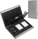 SD card holder - SD card holder - Memory card holder - Aluminum alloy hard shell - Dual layer capacity for 6 SD cards and 12 TF cards Silver color