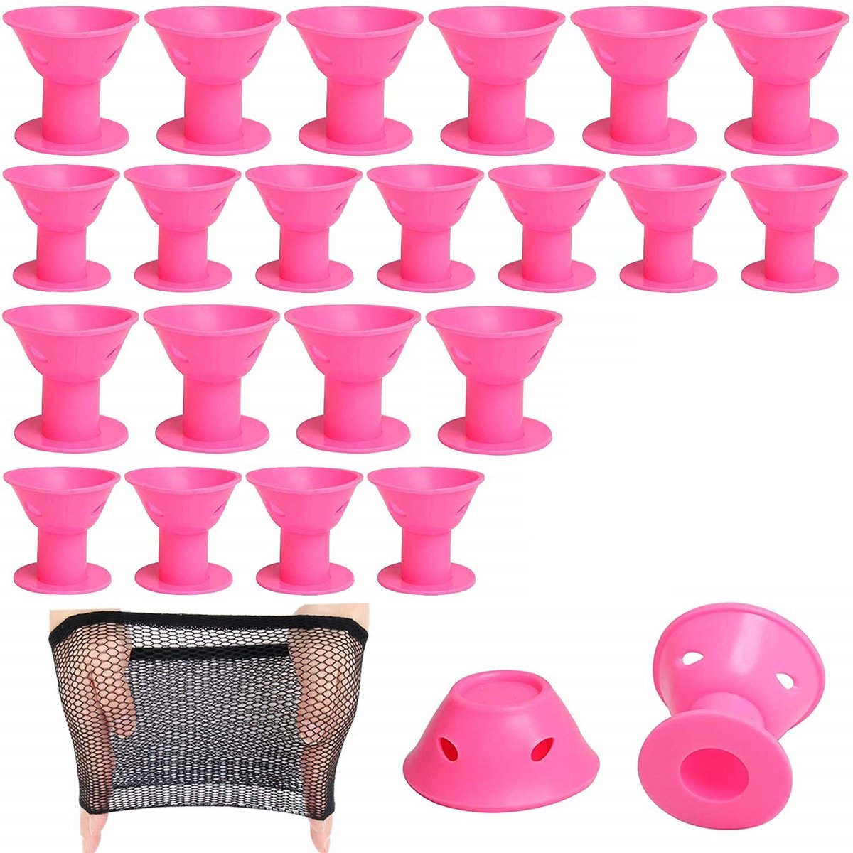 Curlers 40-piece – Pink, 20 large + 20 small curling brushes