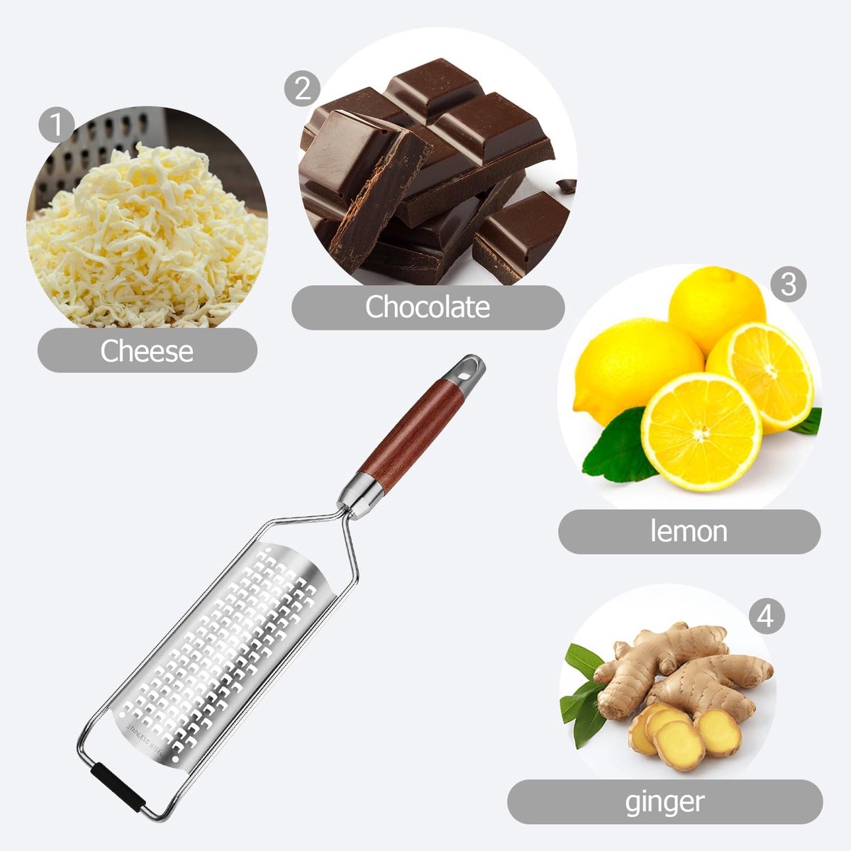 Cheese grater - Grater with handle - Easily grates lemons, vegetables, and cheese - Convenient to use