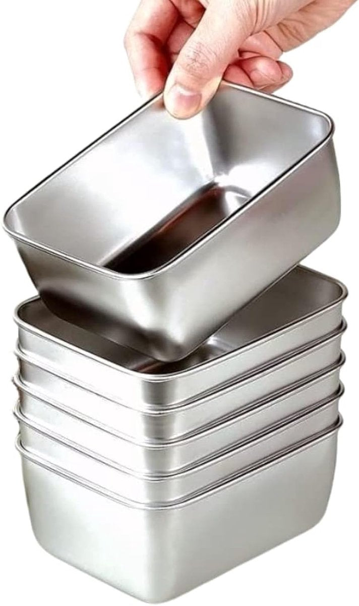 6 Food Containers with Lids - Reusable, Stackable, Waterproof - Stainless Steel - Suitable for Oven, Refrigerator, and Dishwasher - 13.5*10.5*6 cm (500 ml)