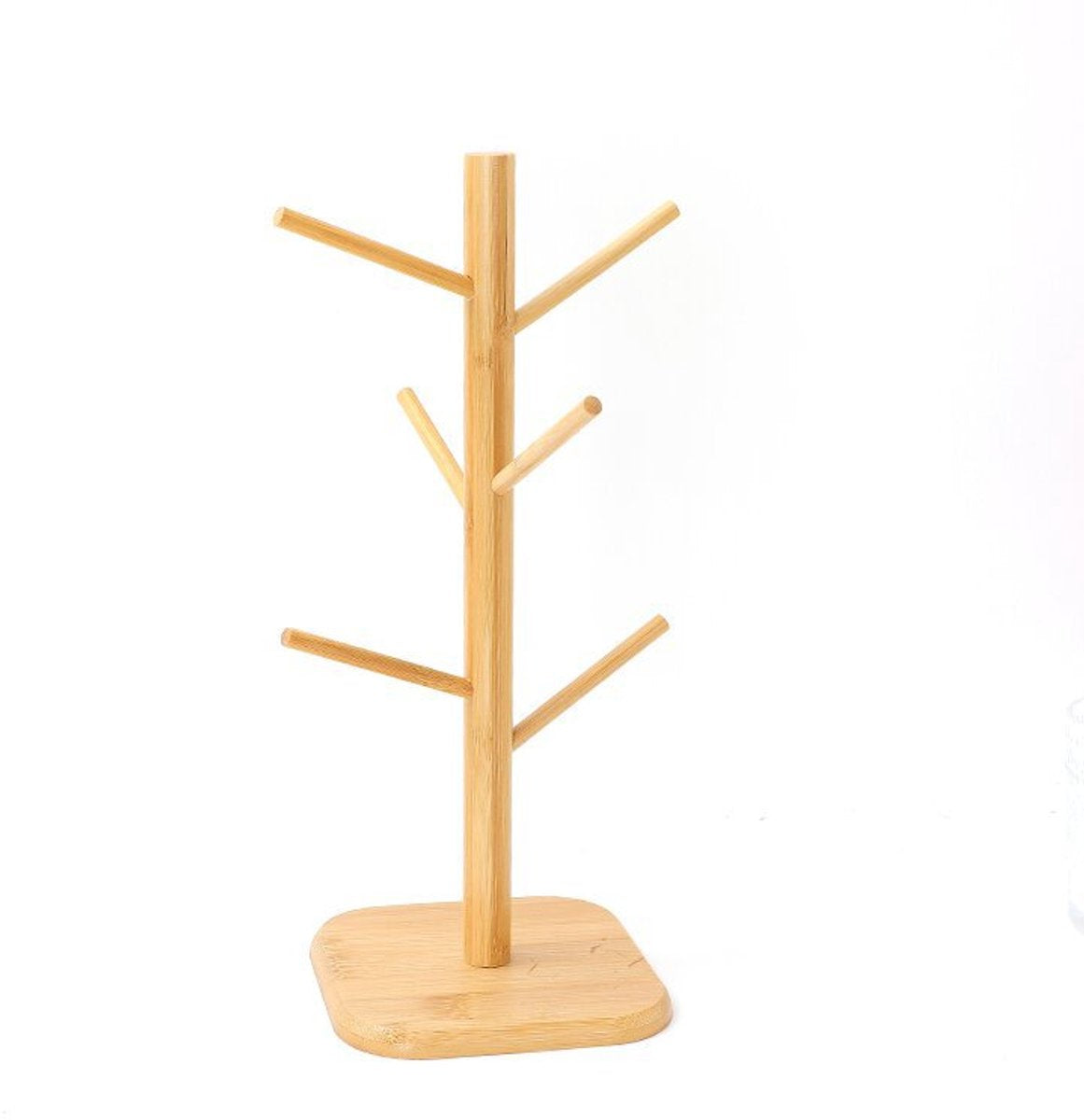 Bamboo Coffee Cup Tree - 6 Hooks - Space-saving - Stable - For Kitchen Table or Coffee Bar