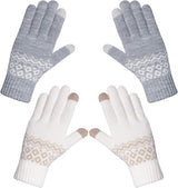 Gloves-men's gloves Women's winter gloves - Snowflake print Warm touchscreen gloves - Unisex - Reusable