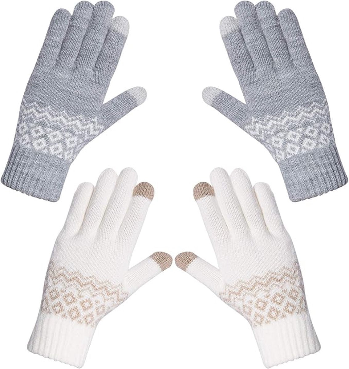 Gloves-men's gloves Women's winter gloves - Snowflake print Warm touchscreen gloves - Unisex - Reusable