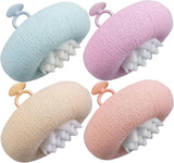 Cleaning Brush - 4-pack Newly improved 2-in-1 Sunflower Bath Ball - Ultra-soft Bath Sponge Cleaning Brush - Bath Ball with Suction Cup and Ring - Exfoliating Bath Sponge (Pink + Blue-Green + Beige + Purple)