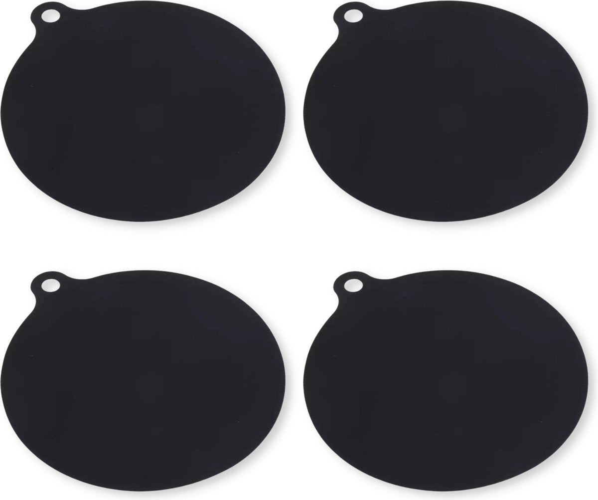 Induction Protector - Pan Coaster - Set of 4 - 22CM - Resistant up to 240 ºC - Silicone - Black