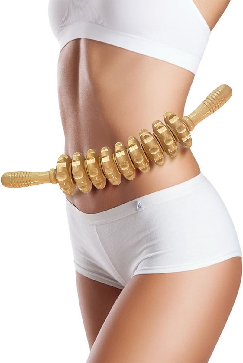 Massage Ball - Massage - Massage Stick - Massage Device - Relieve Fatigue - Accessories - Anti-Cellulite Massage Roller Tool - Full Body Massager - Thigh Massager - Curved Wooden Massage Roller - Connective Tissue Massages - Relax