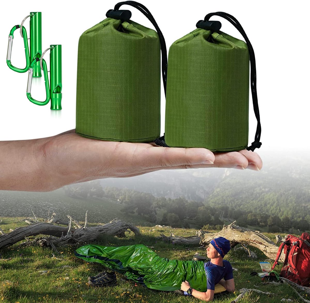 Emergency Sleeping Bag - 2 Pieces - Emergency Blanket - Waterproof Survival Blanket - 210*90cm - PE - Rescue Blanket - Insulation Blanket - Survival Sleeping Bag - Emergency Sleeping Bag - Emergency Tent - Emergency Tent - Outdoors/Walking/Camping/Hiking 