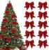 10 Pieces Red Christmas Bows - 12 x 15 cm - Glitter - Christmas Decoration Bows - Christmas Ornaments - Christmas Tree Decoration - Christmas Bows - Christmas Atmosphere - Christmas - For Christmas Party, Christmas Tree, Indoors, Crafts