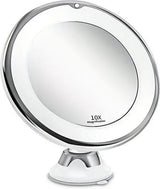 Ultra LED Makeup Mirror with Lighting and 10x Magnification - Shaving Mirror with Suction Cup - 360° Adjustable – Wireless 3 AAA Batteries