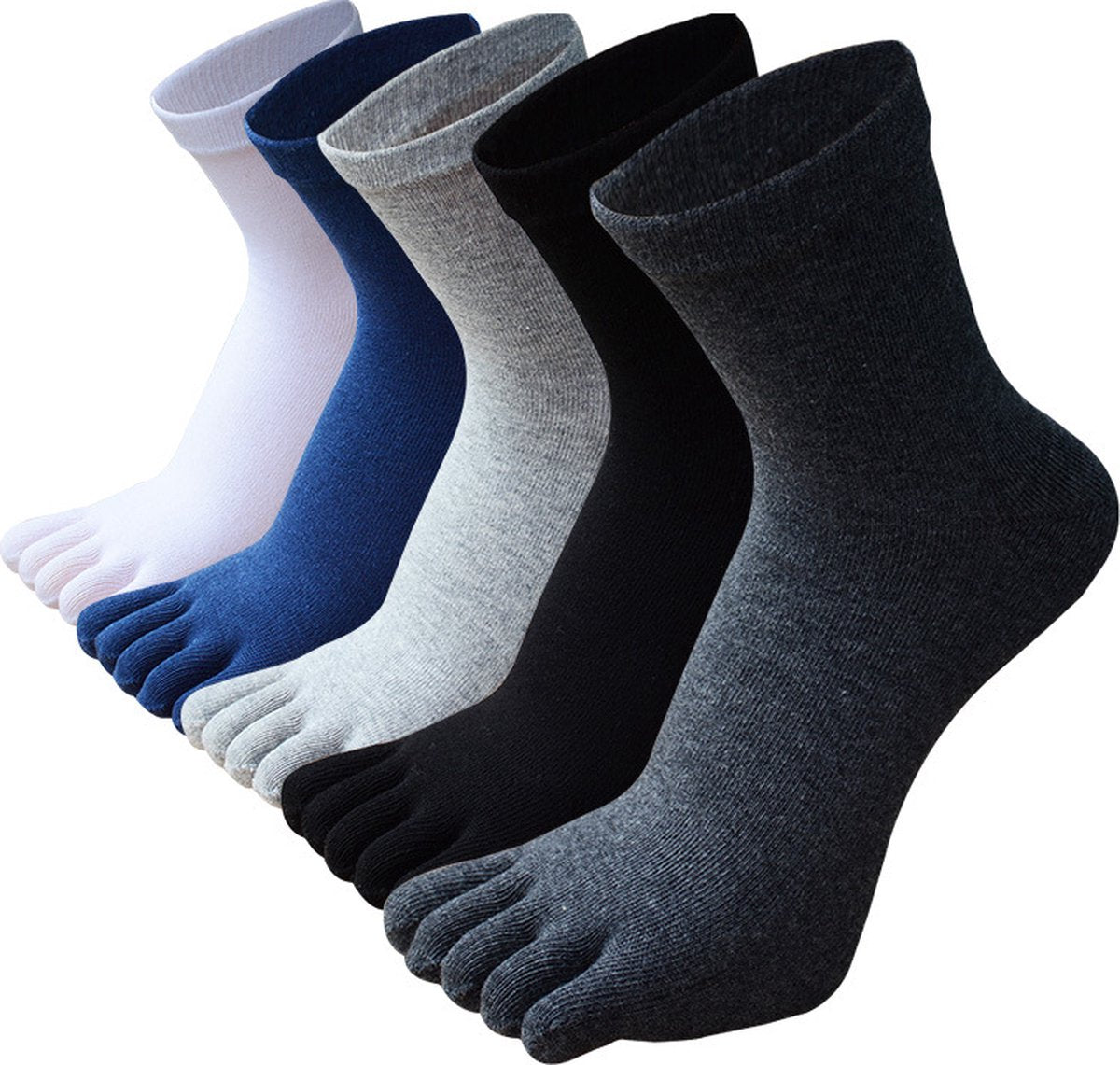 Toe Socks - Toe Socks - 5 Pairs - Yoga Socks - Cotton - Smooth Toe Seam - No Annoying Seams - Runner Toe Socks - Toe Socks - Toesocks - Flip-flop Socks - Men's Size 40/46 - Antibacterial - Breathable - Comfortable Socks