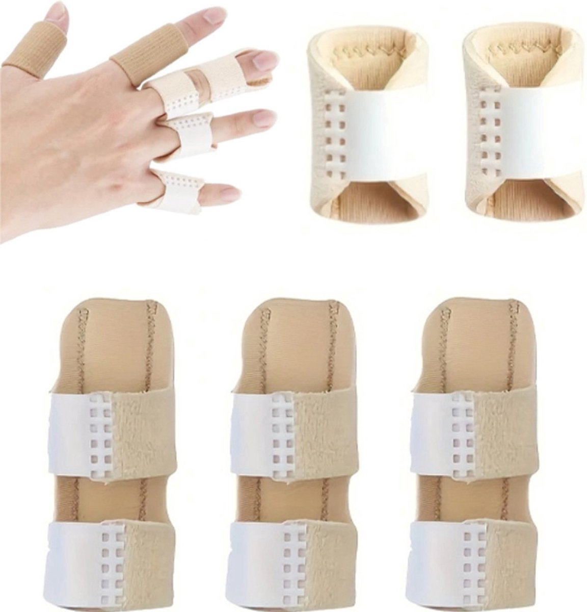 Finger Brace - Finger Splint - Adjustable - Bendable - One Size - Suitable for All Fingers - Finger Protectors - Universal Finger Stabilizer - 3 Finger Splints + 2 Short Finger Plates