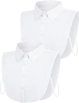 Set of 2 Women's Shirt Collars - Detachable Pointed Collar Basic - Collars for Women - Detachable Women's Collars to Wear Undergarments - Shirt Collar - Shirt Collar - Faux Detachable Collar - Shirt Replacement - One Size Adjustable - White