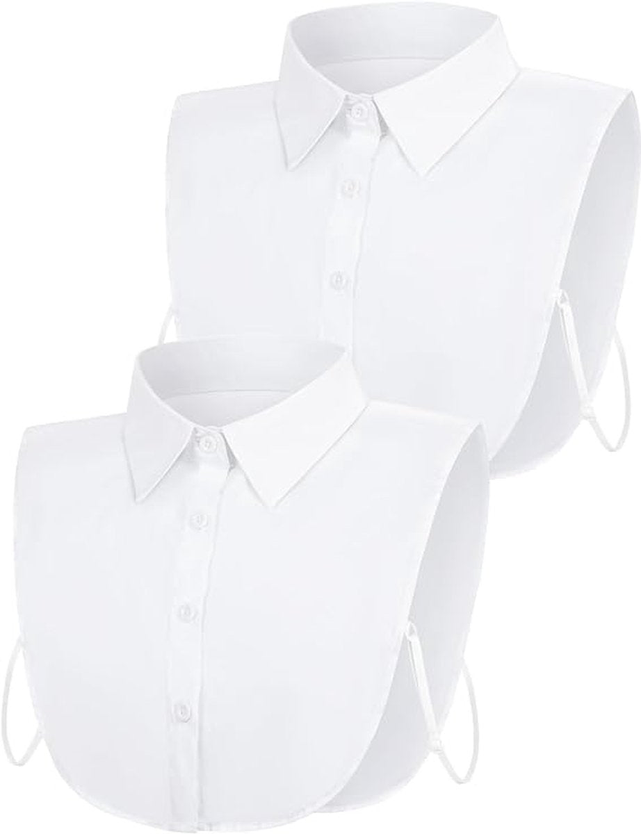 Set of 2 Women's Shirt Collars - Detachable Pointed Collar Basic - Collars for Women - Detachable Women's Collars to Wear Undergarments - Shirt Collar - Shirt Collar - Faux Detachable Collar - Shirt Replacement - One Size Adjustable - White