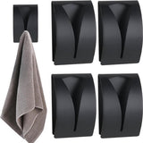 Towel Hook Set - Stainless Steel - Set of 4 Pieces - Self-Adhesive Towel Hook - Bathroom Towel Holder - Tea Towel Clamp - Towel Clamp - Towel Hook - No Drilling Required - Wall Mounting Hook - Kitchen Hanging Hook - Towel Hanger - Hooks - Black